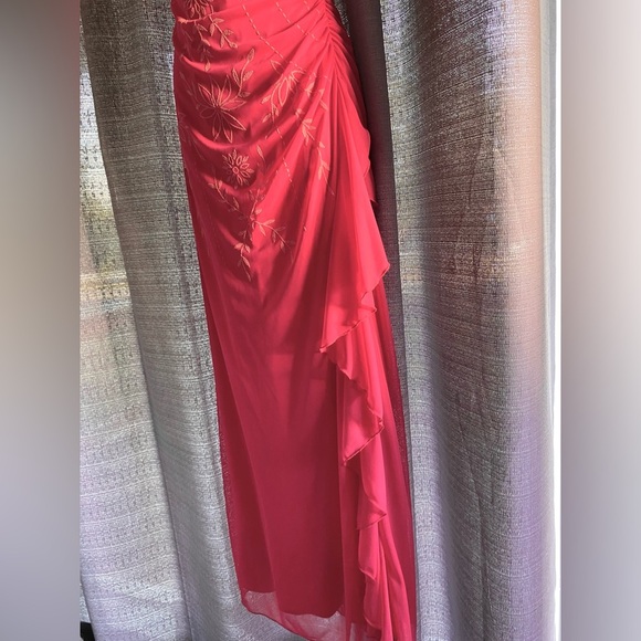 Vintage 90s Jessica Fairycore Flower Dress Pink Strapless Prom Long Mesh Overlay - Picture 6 of 12